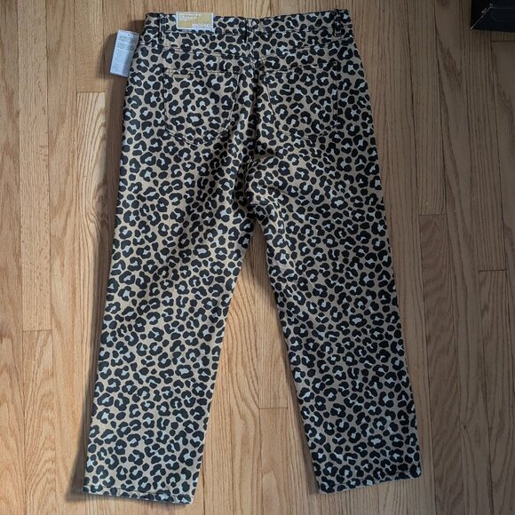 NEW Michael Kors Selma Straight Leg Ankle size 10 Leopard Print High Rise Jeans - Picture 2 of 13